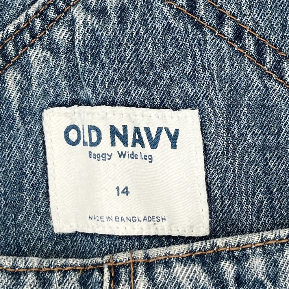 Old Navy Baggy Wide Leg Overalls Womens Sz 14 Light Wash Retro Country Boho EUC - Picture 3 of 9